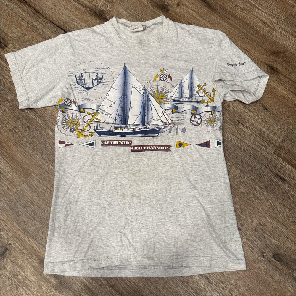 Vintage Virginia Beach Sailing Wrap Around Graphic Tee